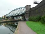 A Girder Railway Bridge near Camp Hill in Birmingham going over The Grand Union Canal.
