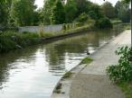 A railway aqueduct on the Grand Union Canal in England