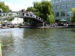 The bridge at Dingwall's Wharf, Regents Canal, London, England.