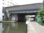 Oval Road Bridge crosses the Regents Canal, London.